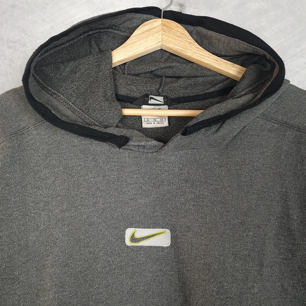 Vintage Nike Hoodie Mens XL Gray Fleece Pullover Center Swoosh Logo 90s Thrashed